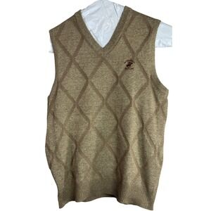 Beverly Hills Polo Club Sweater Vest Mens Medium Argyle Pullover Grandpacore